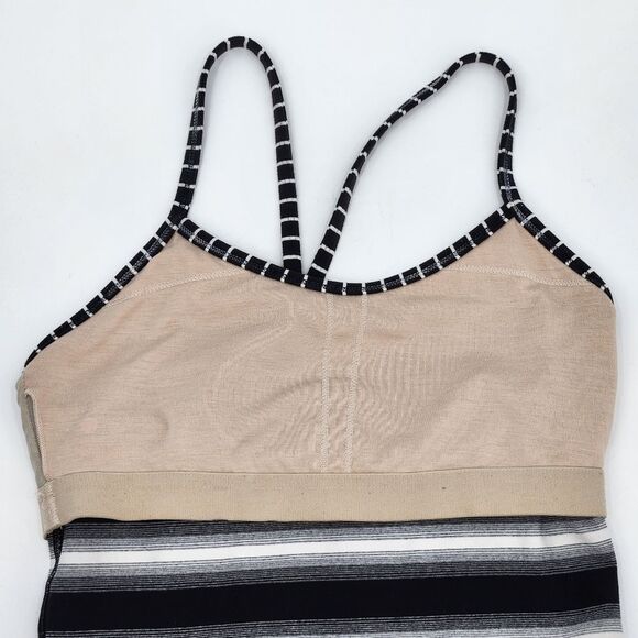 Lululemon Power Y Tank Top Shirt Built-Support No Padding 6 Black White Stripes - Picture 7 of 11